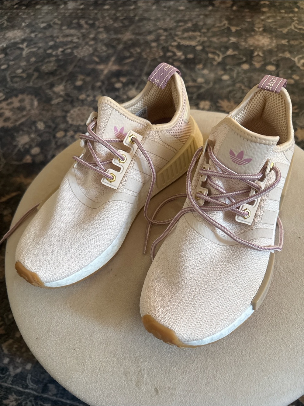 adidas Women's Pink and Cream Knit Runner Sneakers